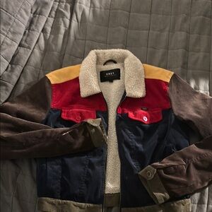 Obey Colorblock Bomber Jacket - Red, Yellow, Blue, Brown